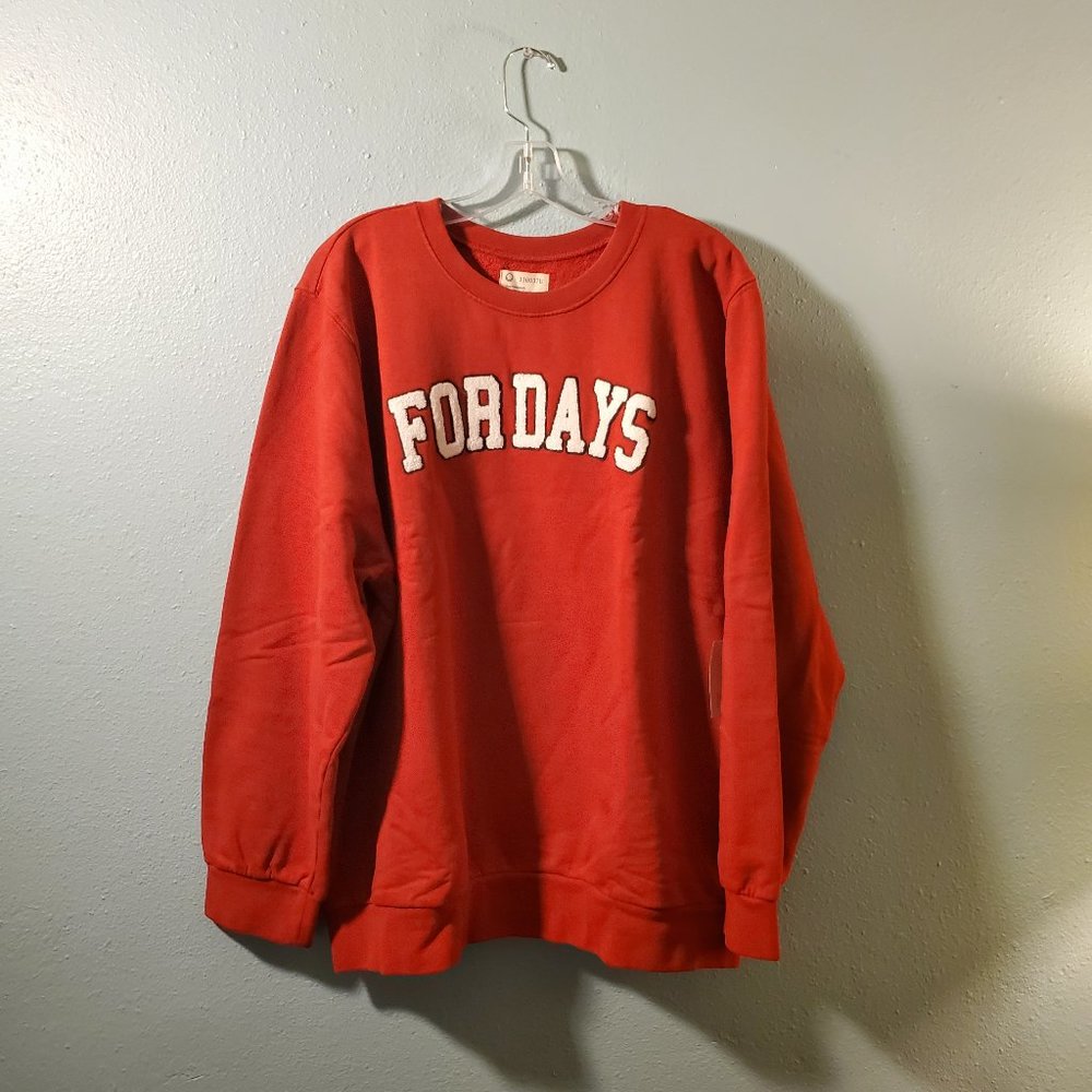 NWT For Days Organic & Recycled Cotton Varsity Sweater XXL